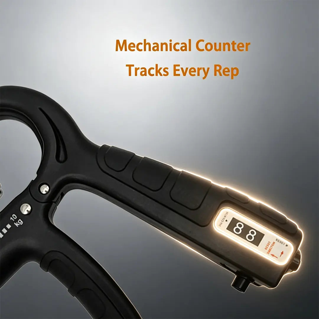 Adjustable Hand Grip Strengthener with Mechanical Counter, 22-220LB Resistance Forearm Trainer, Non-Slip Grip for Hand Strength Training