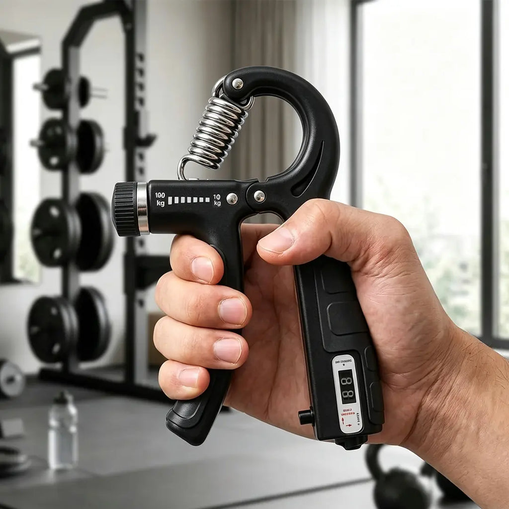 Adjustable Hand Grip Strengthener with Mechanical Counter, 22-220LB Resistance Forearm Trainer, Non-Slip Grip for Hand Strength Training