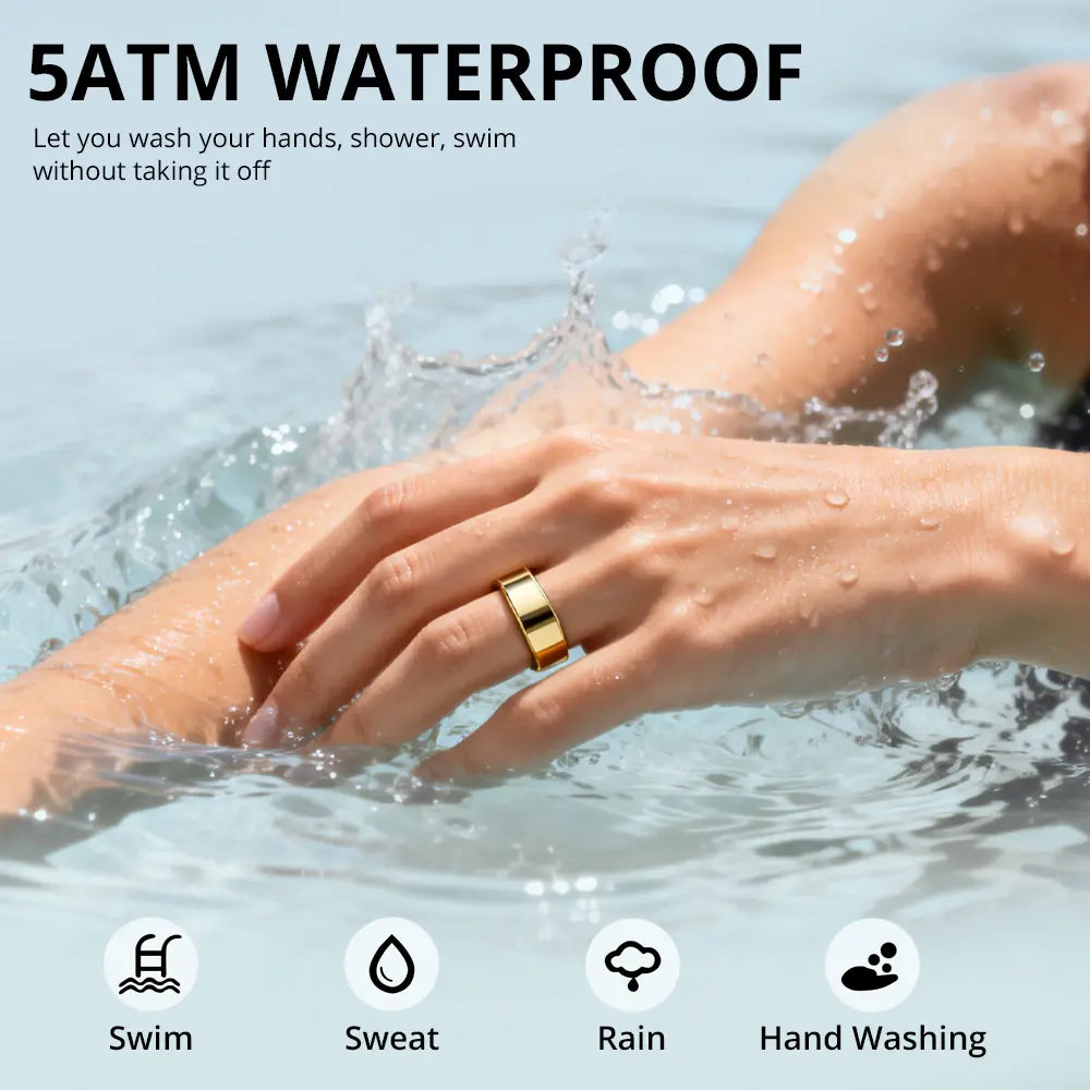 Turbosun Smart Ring-Temperature Monitor & Waterproof Fitness Tracker (5ATM) with Heart Rate, Blood Oxygen, Sleep, Stress & Menstrual Cycle Monitoring, No Subscription, Wireless Charging Box Included Digital COLMI R09 Hitienx Smart Ring 3, Heart Rate Monit