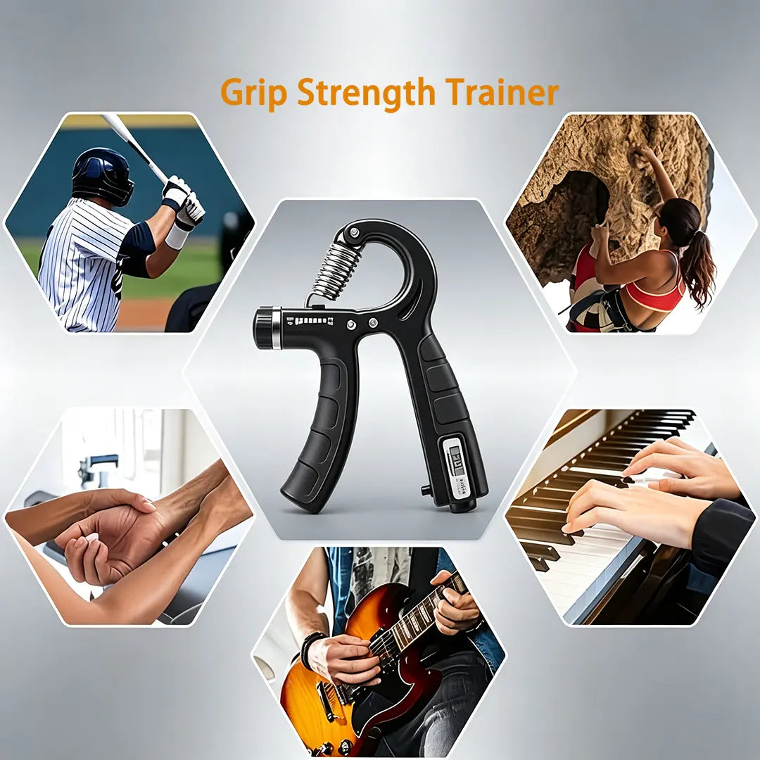 Adjustable Hand Grip Strengthener with Mechanical Counter, 22-220LB Resistance Forearm Trainer, Non-Slip Grip for Hand Strength Training