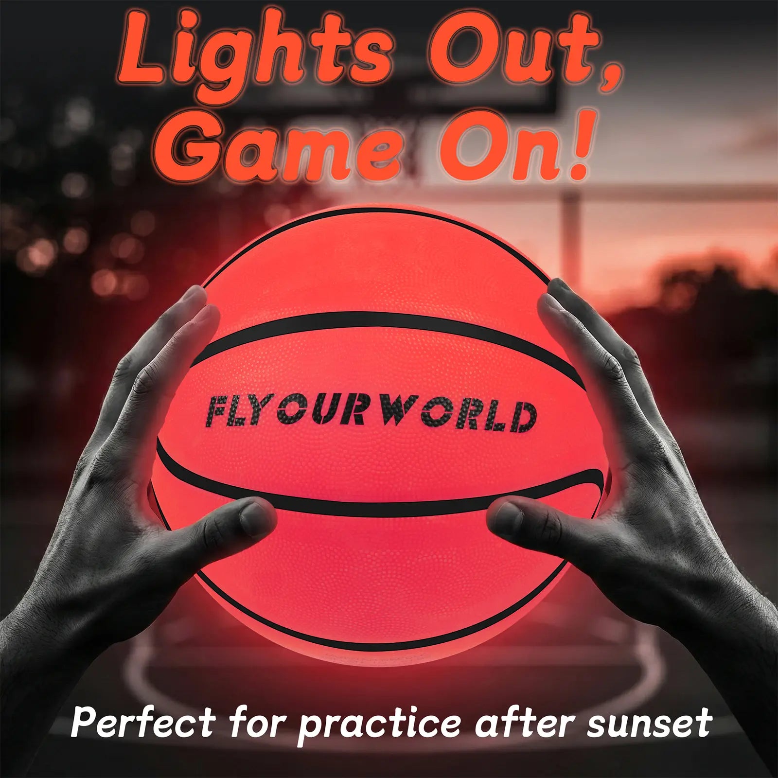 Light up LED Basketball, Glow in the Dark, Sizes 7 Light up Ball for Kids, Teens & Adults, Red Glow for Outdoor Games, Sports, Birthday Gifts Ideas for Boys