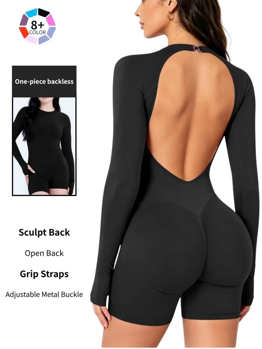 Adjustable Backless Gym Bodysuit, Comfortable Activewear, Ideal for Fitness Enthusiasts, Versatile Design for Various Exercises