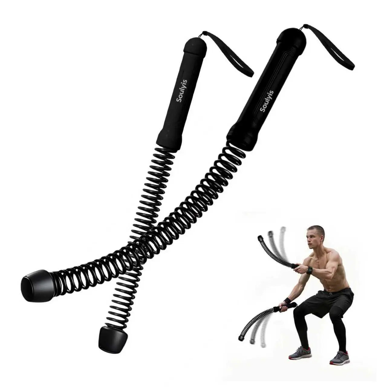 Soulyis Cordless Battle Ropes - Wireless Home Gym Resistance Rope, Gender-Neutral Workout Equipment for High-Intensity Interval Training, No-Jumping Full-Body Fitness Gear, Home Gym Kit