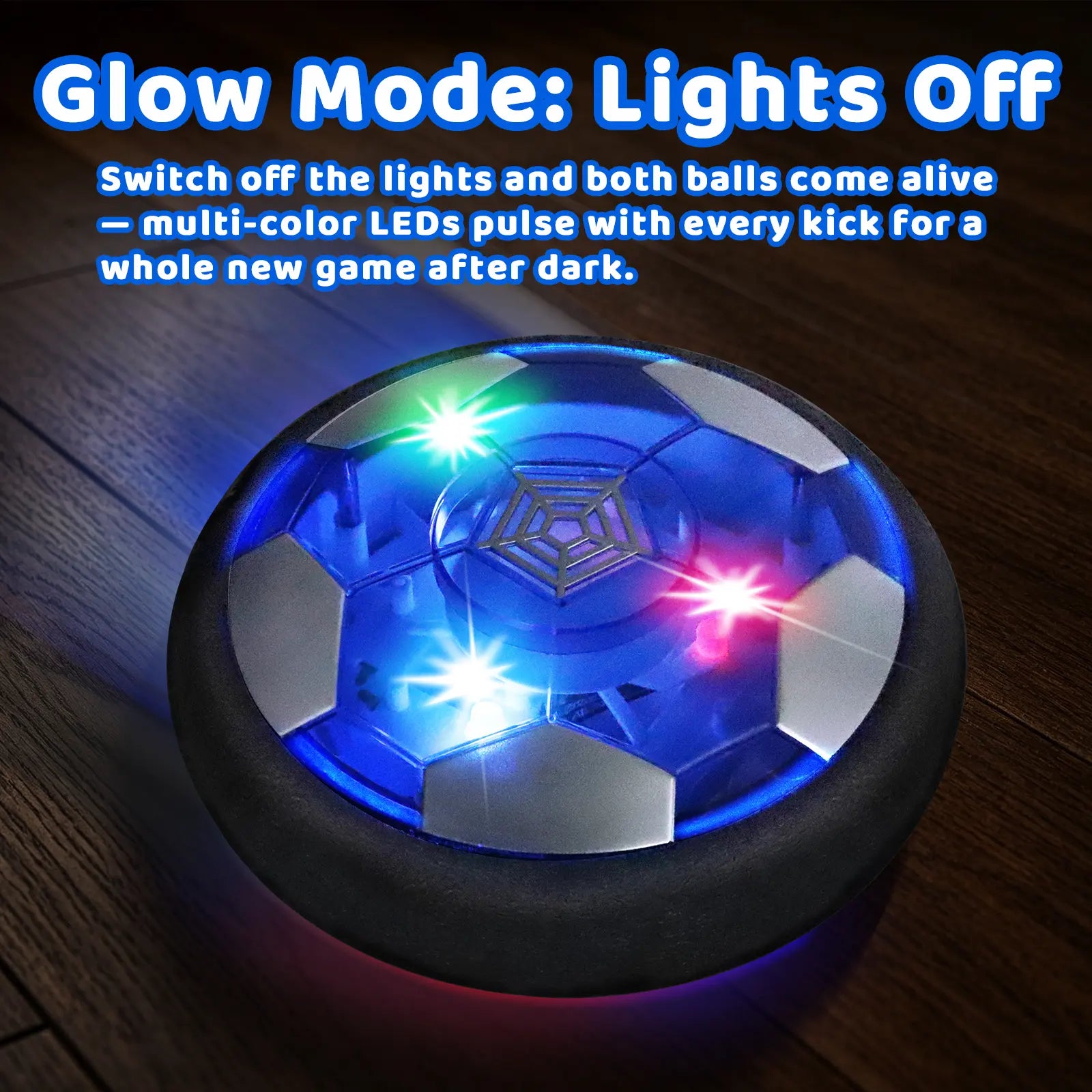 [Backtoschool] Vvinca Hover Soccer Ball 2 Pack, Light up Indoor Soccer Balls for Kids, Works on Carpet Hardwood Tile, AA Battery Powered, Blue White & Black White, Soccer Gift for Boys Girls Ages 3-12，Outdoor #Tiktokshopsummersale