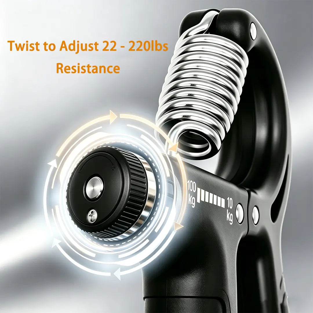 Adjustable Hand Grip Strengthener with Mechanical Counter, 22-220LB Resistance Forearm Trainer, Non-Slip Grip for Hand Strength Training