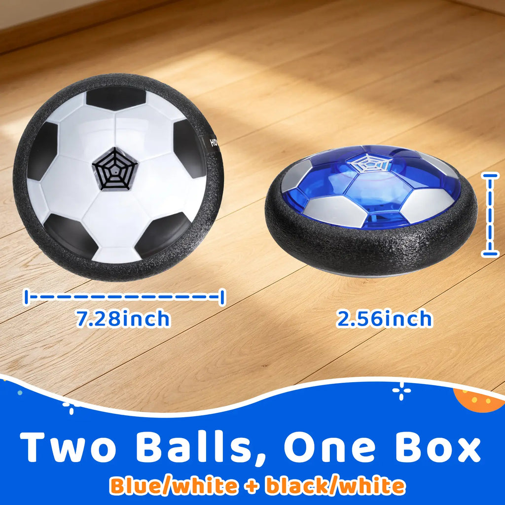 [Backtoschool] Vvinca Hover Soccer Ball 2 Pack, Light up Indoor Soccer Balls for Kids, Works on Carpet Hardwood Tile, AA Battery Powered, Blue White & Black White, Soccer Gift for Boys Girls Ages 3-12，Outdoor #Tiktokshopsummersale
