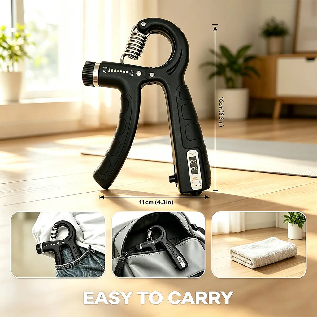 Adjustable Hand Grip Strengthener with Mechanical Counter, 22-220LB Resistance Forearm Trainer, Non-Slip Grip for Hand Strength Training