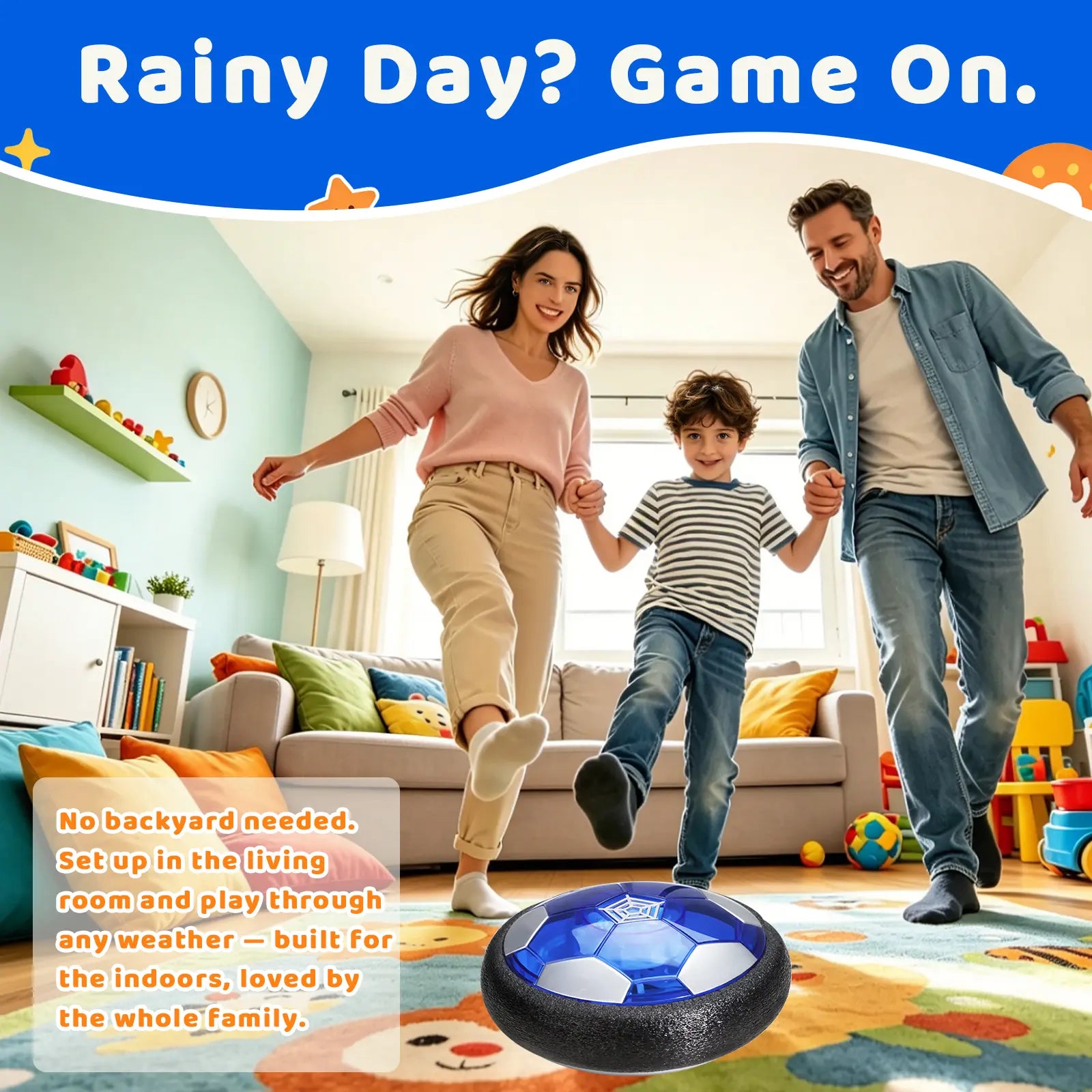 [Backtoschool] Vvinca Hover Soccer Ball 2 Pack, Light up Indoor Soccer Balls for Kids, Works on Carpet Hardwood Tile, AA Battery Powered, Blue White & Black White, Soccer Gift for Boys Girls Ages 3-12，Outdoor #Tiktokshopsummersale
